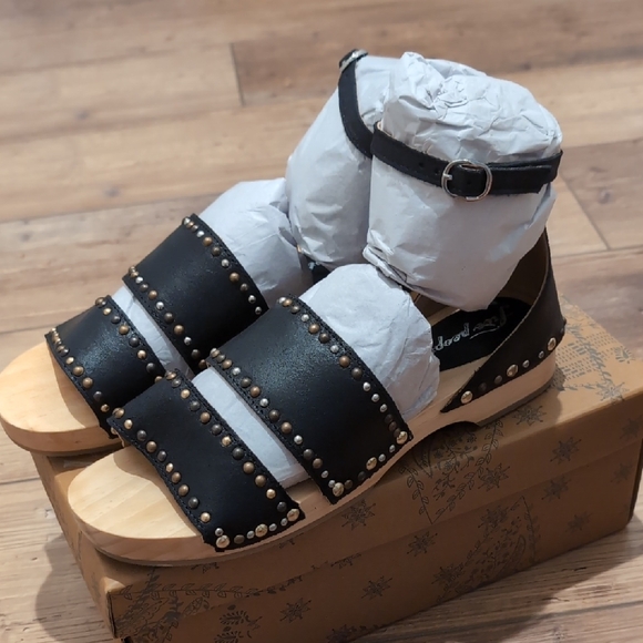 Free People Black Studded Women's Sandals Size 40 - Picture 2 of 7